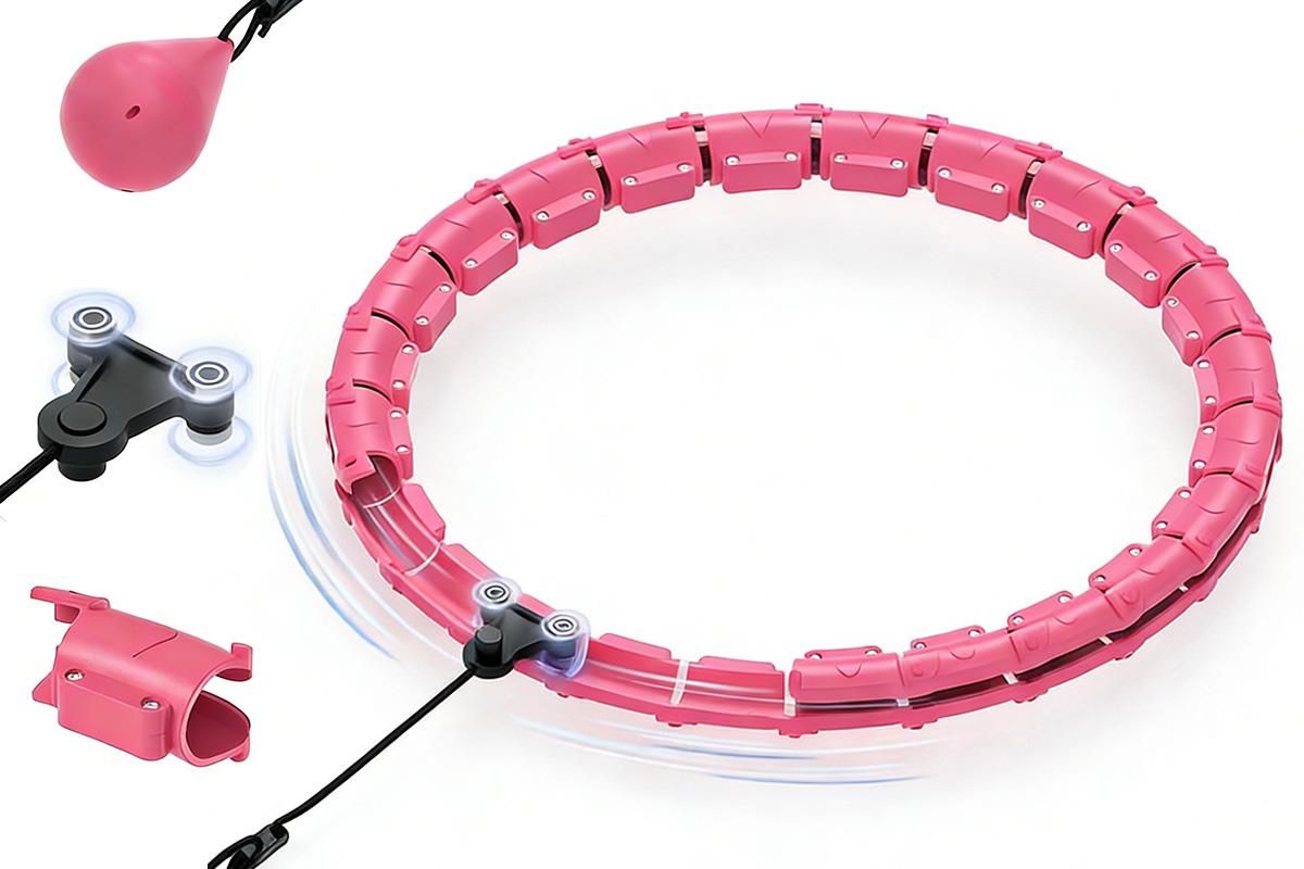 32 Section Weighted Hula Hoop with Massage Rollers - Pink