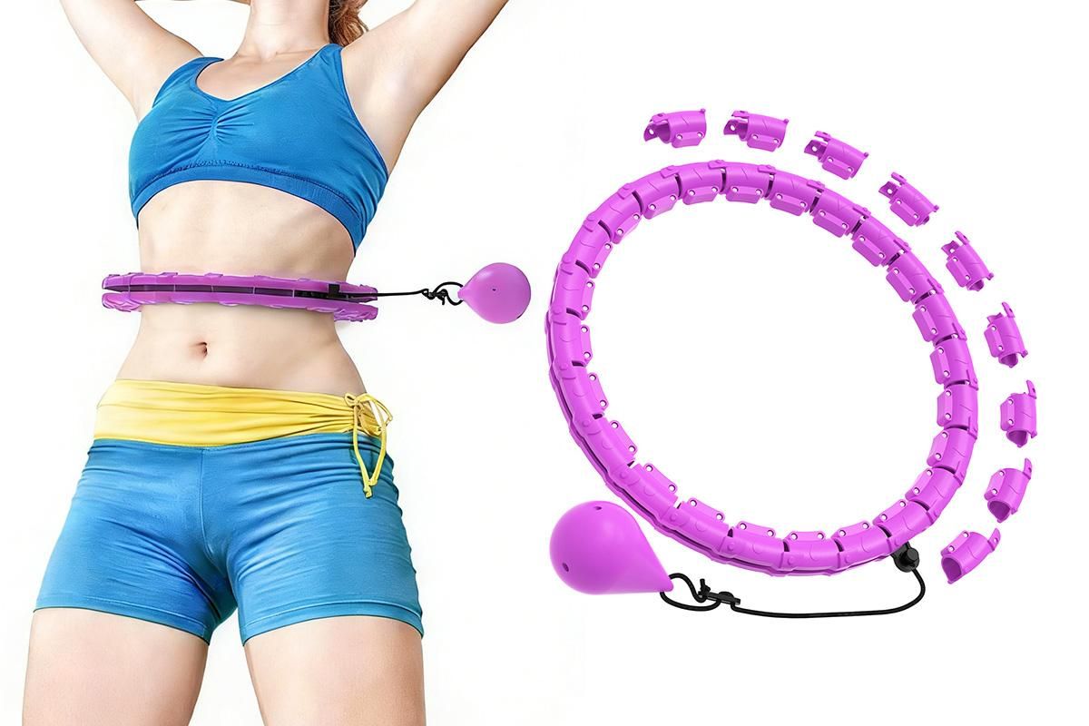 32 Section Weighted Hula Hoop with Massage Rollers - Pink