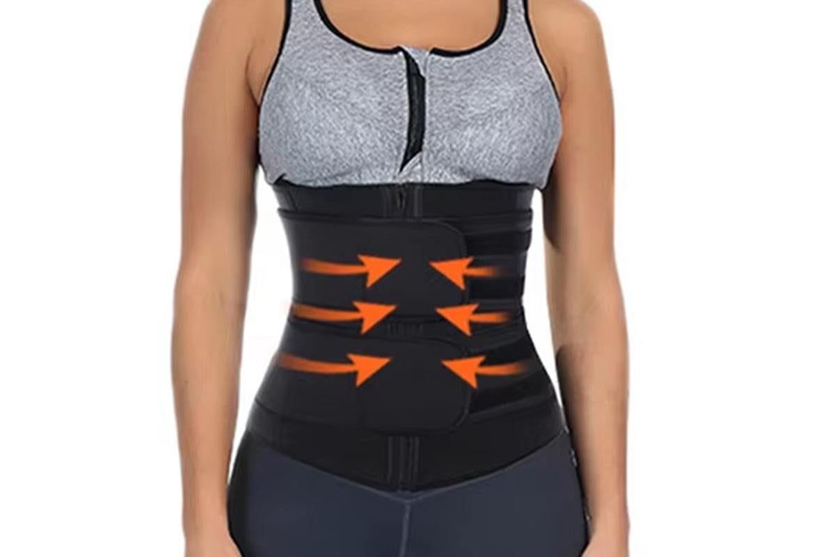 Sweat Waist Trainer for Women Sauna Sweat Belt Slim Body Shaper Corset - Black & XL