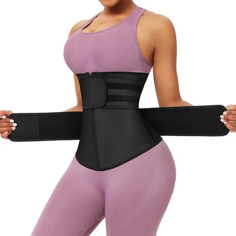 Sweat Waist Trainer for Women Sauna Sweat Belt Slim Body Shaper Corset - Black & XL