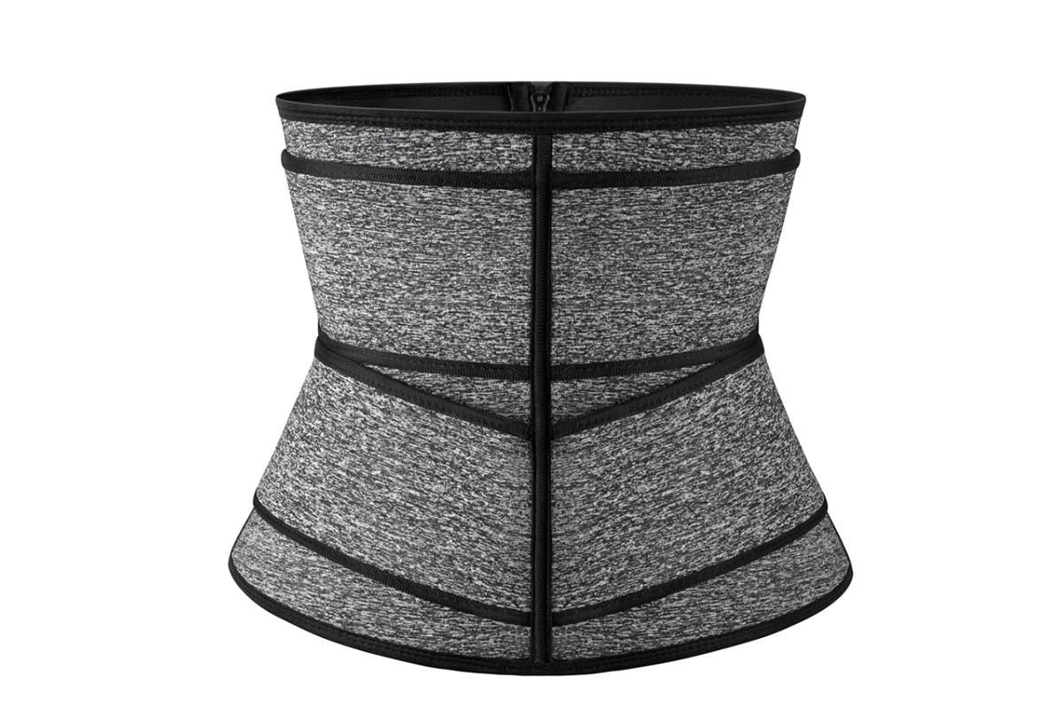 Sweat Waist Trainer for Women Sauna Sweat Belt Slim Body Shaper Corset - Grey & M