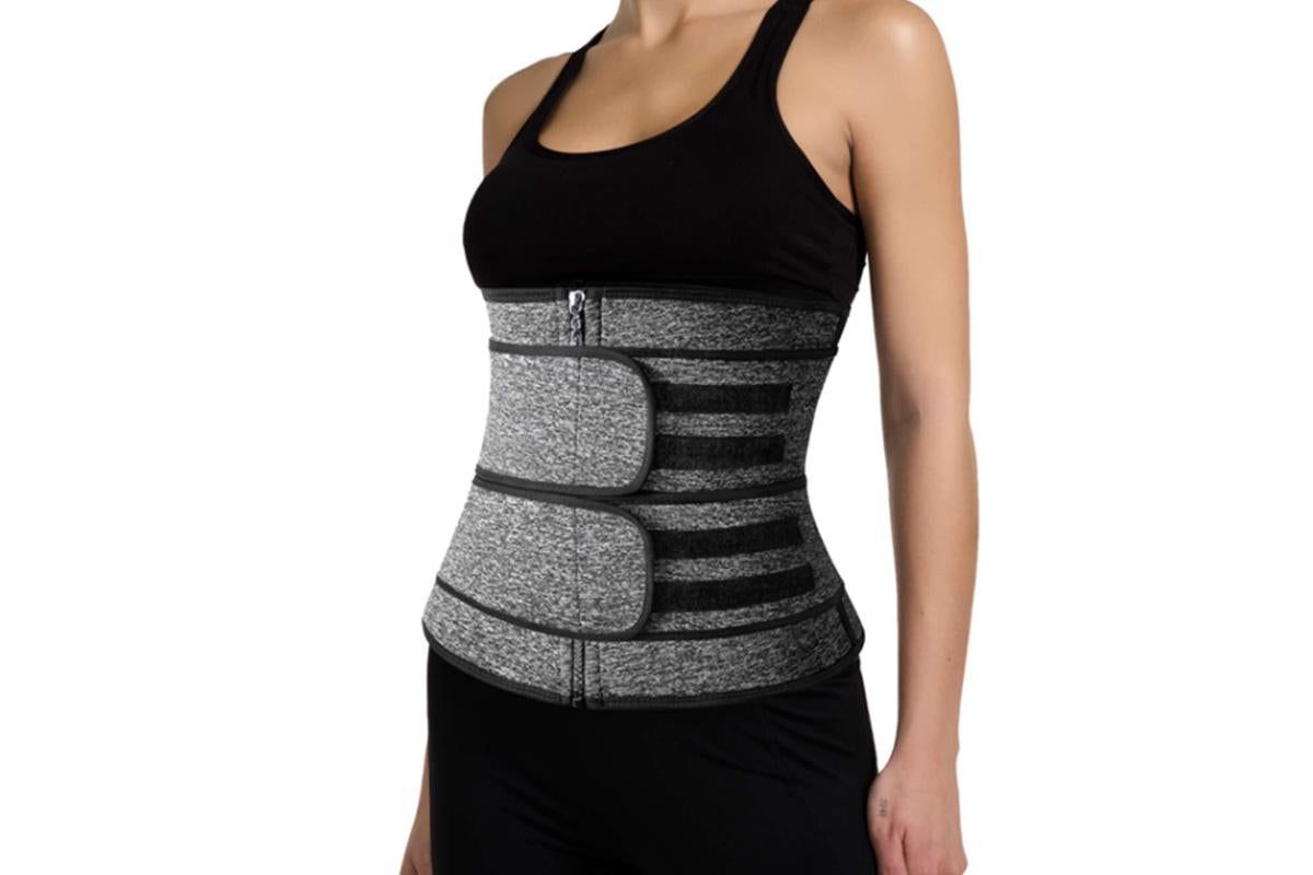 Sweat Waist Trainer for Women Sauna Sweat Belt Slim Body Shaper Corset - Grey & M