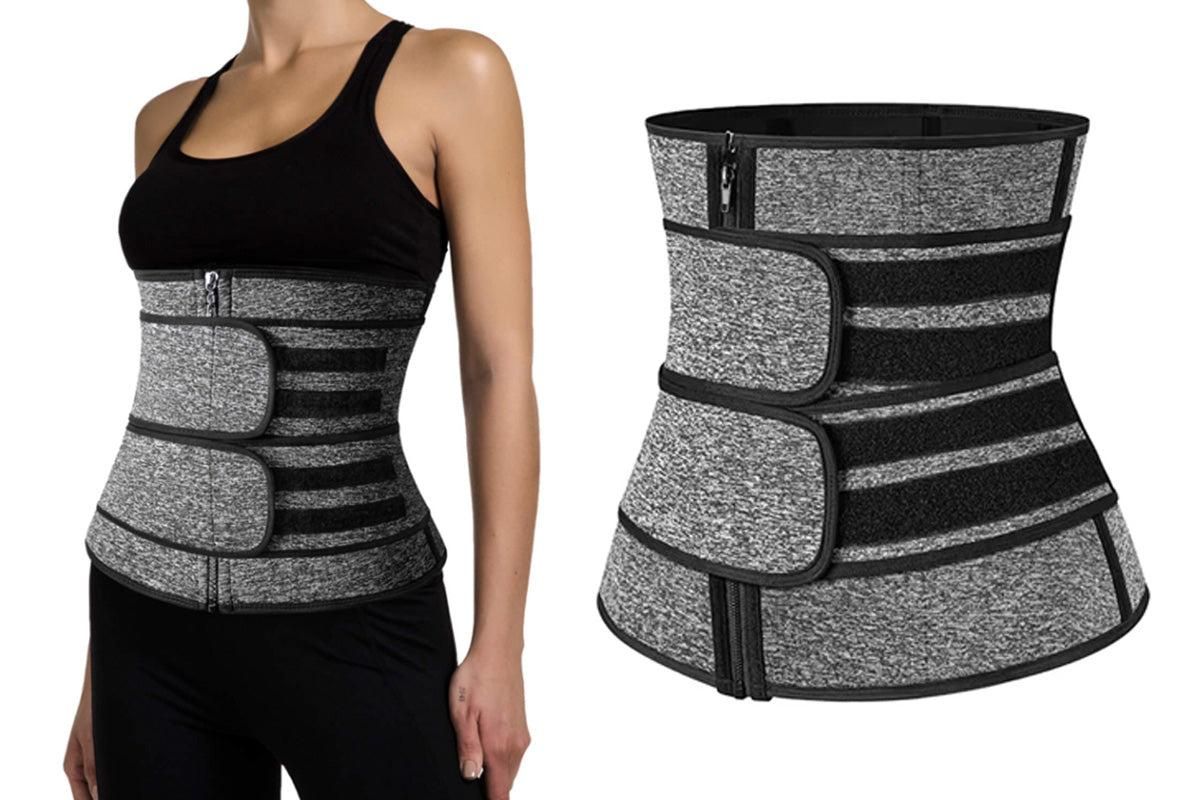 Sweat Waist Trainer for Women Sauna Sweat Belt Slim Body Shaper Corset - Grey & M