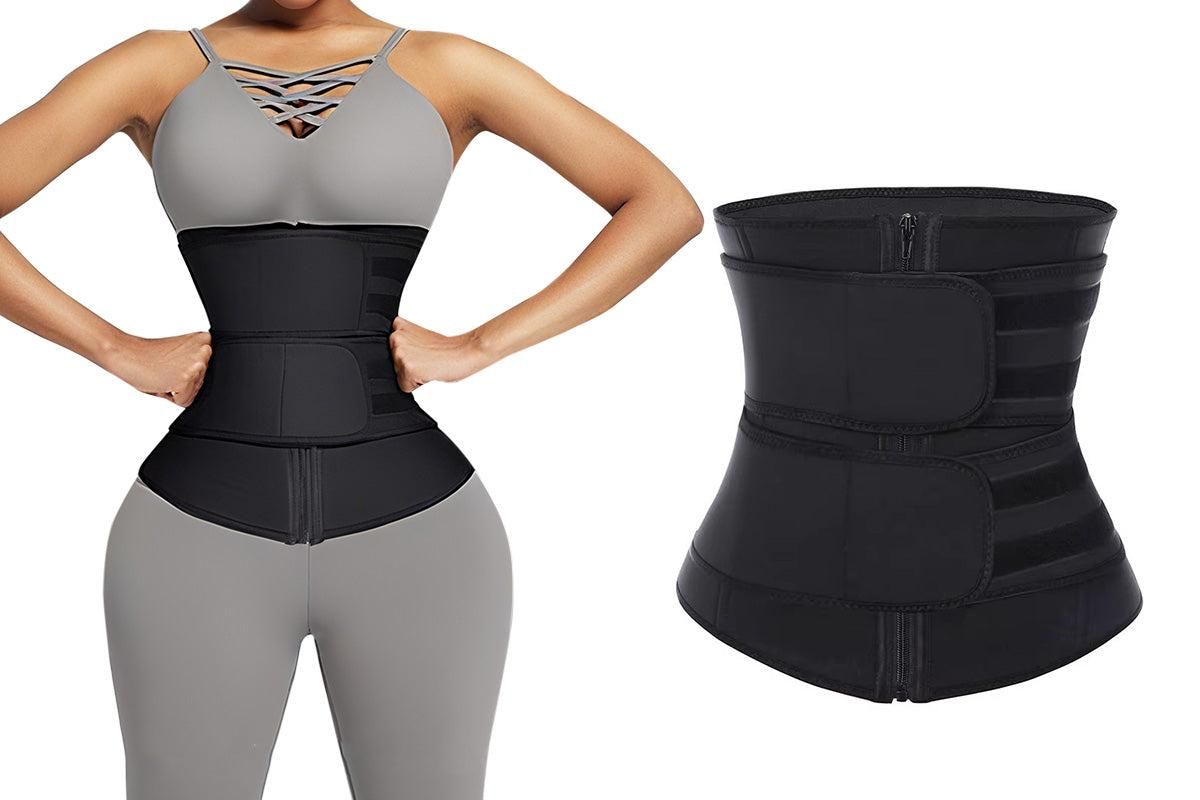 Sweat Waist Trainer for Women Sauna Sweat Belt Slim Body Shaper Corset - Grey & M