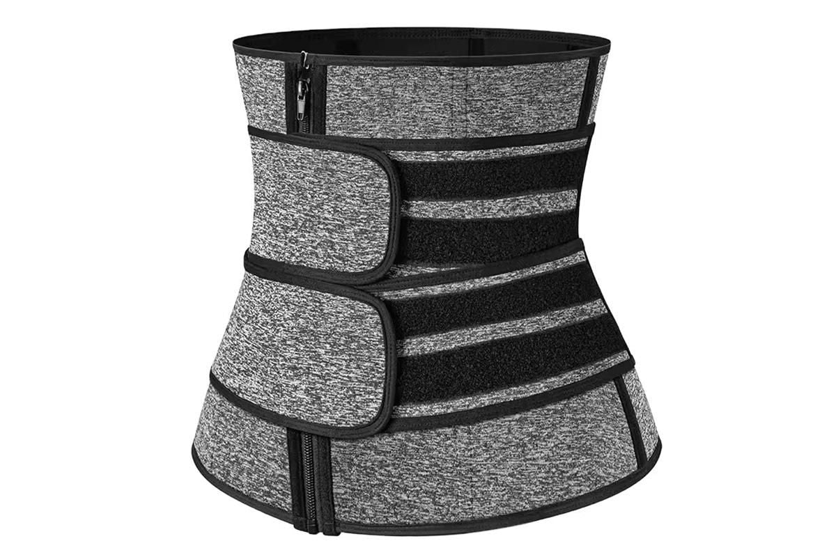 Sweat Waist Trainer for Women Sauna Sweat Belt Slim Body Shaper Corset - Grey & XL
