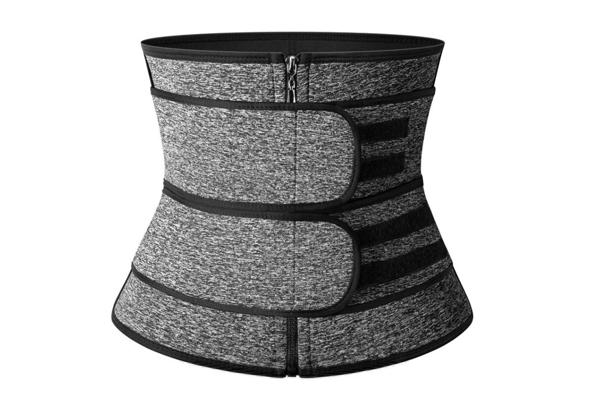 Sweat Waist Trainer for Women Sauna Sweat Belt Slim Body Shaper Corset - Grey & XL