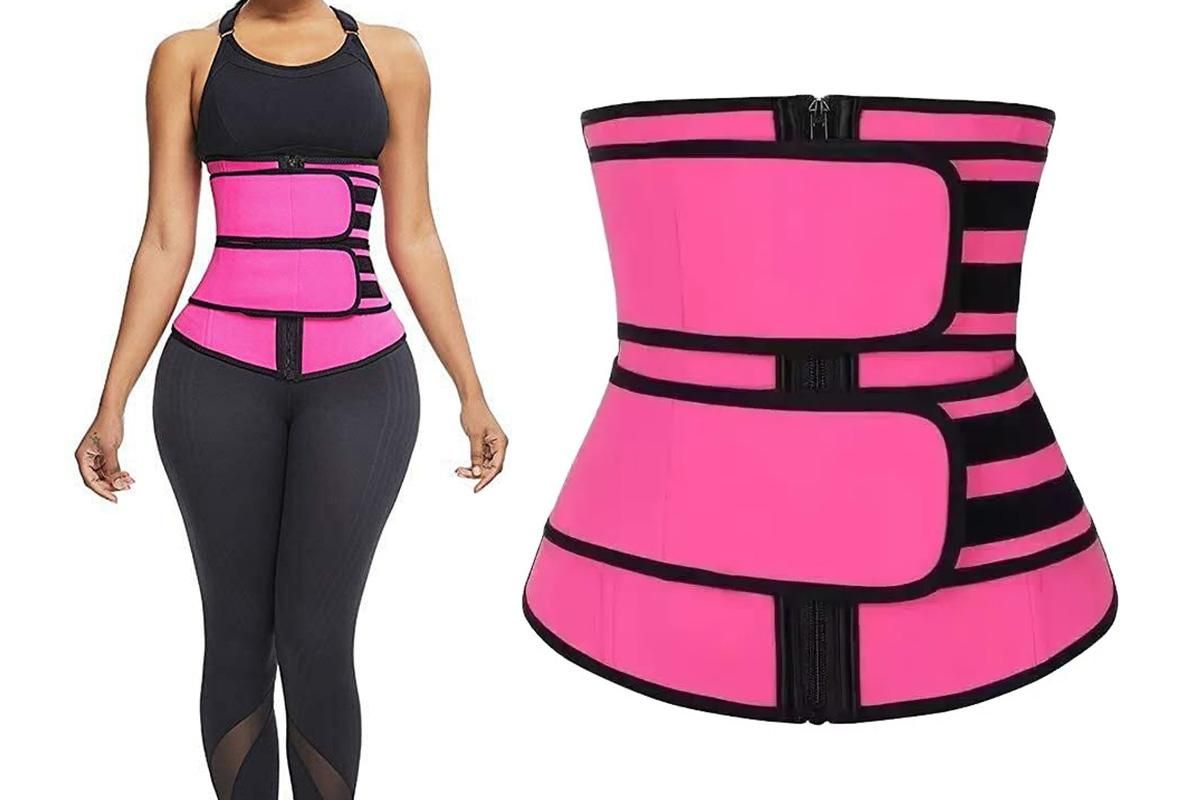 Sweat Waist Trainer for Women Sauna Sweat Belt Slim Body Shaper Corset - Magenta & L