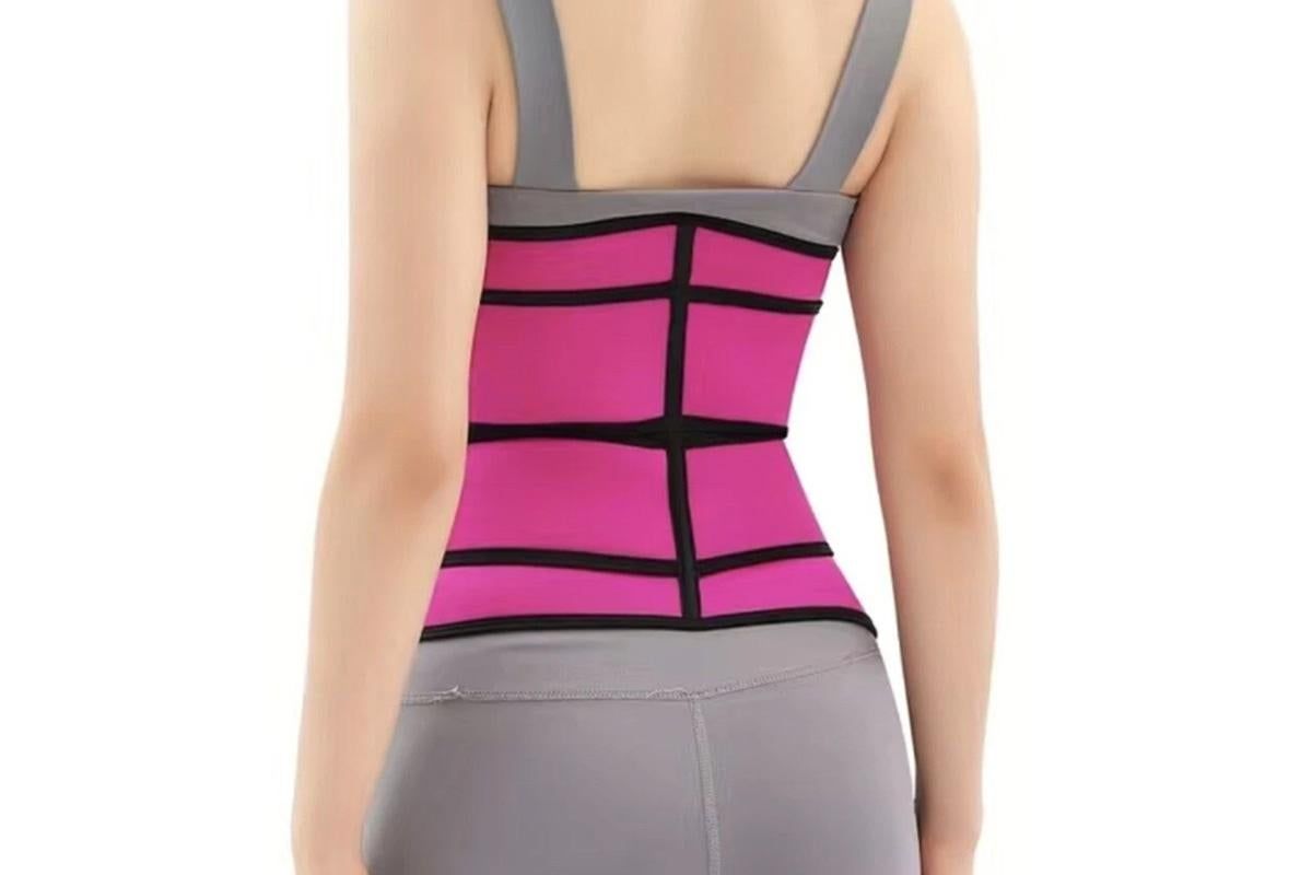 Sweat Waist Trainer for Women Sauna Sweat Belt Slim Body Shaper Corset - Magenta & L