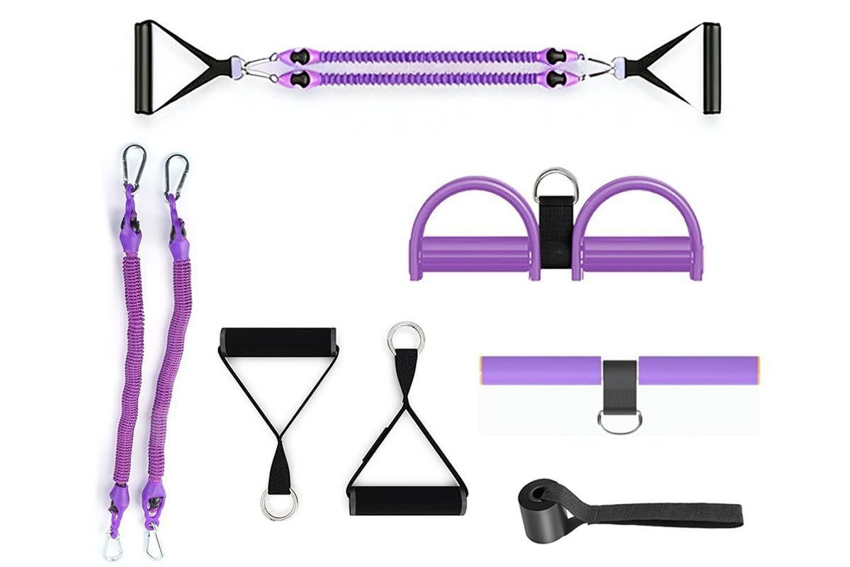 1 Set 4-in-1 Resistance Band Pedal Puller for Sit-Up Home Gym Yoga Pilates - 2 Tubes