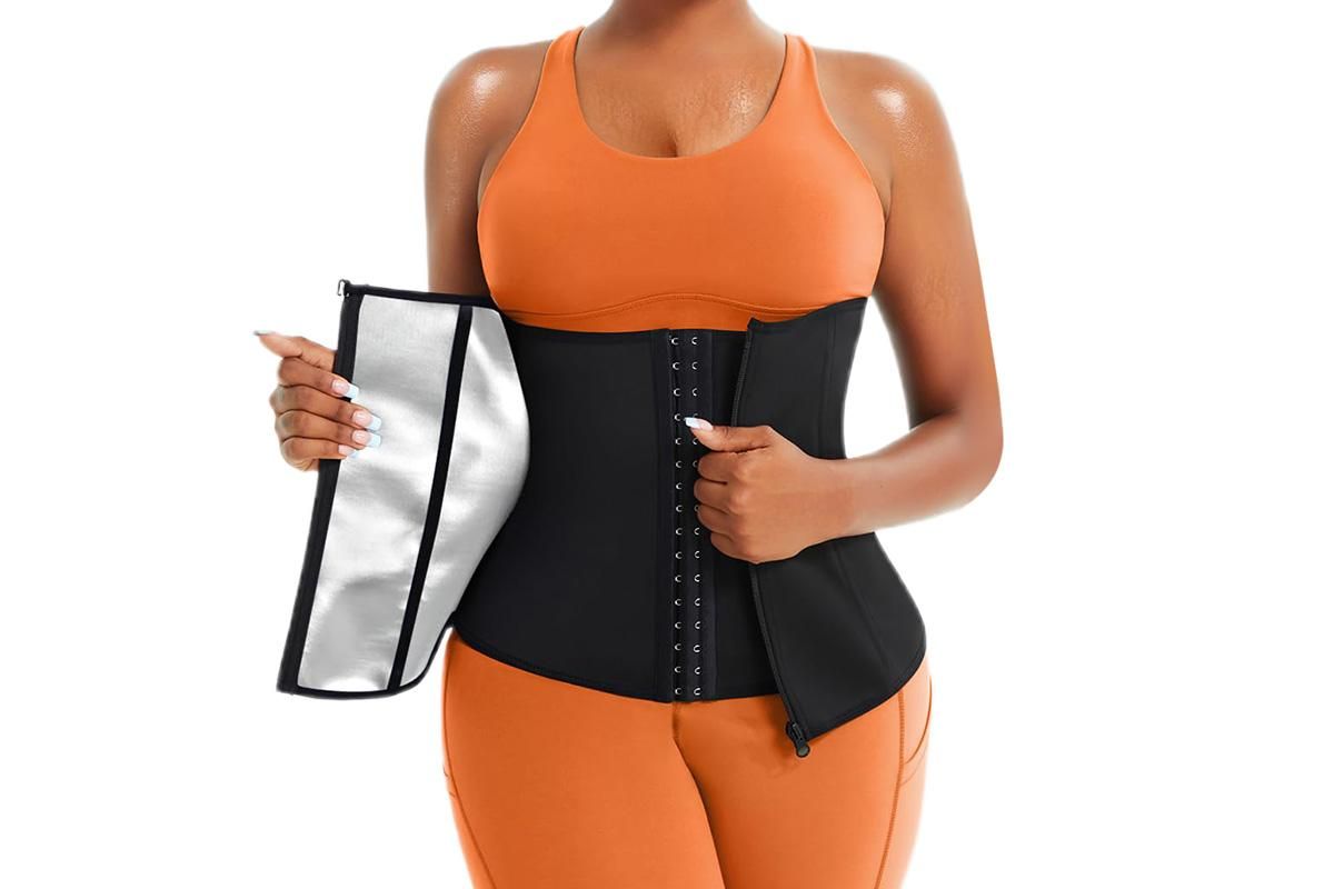 Women's Workout Waist Trainer - 3-Row Hook & Zip Slimming Belt for Yoga & Fitness - Silver & M