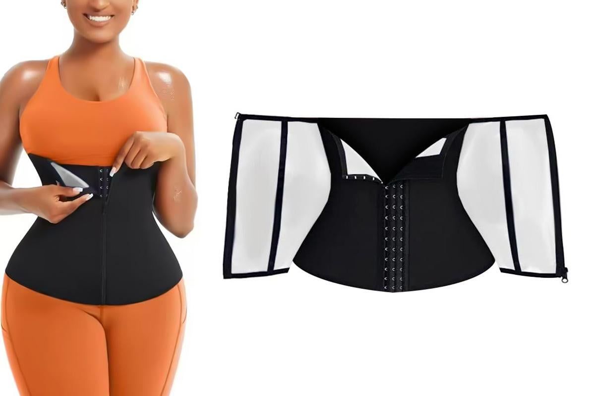 Women's Workout Waist Trainer - 3-Row Hook & Zip Slimming Belt for Yoga & Fitness - Silver & S