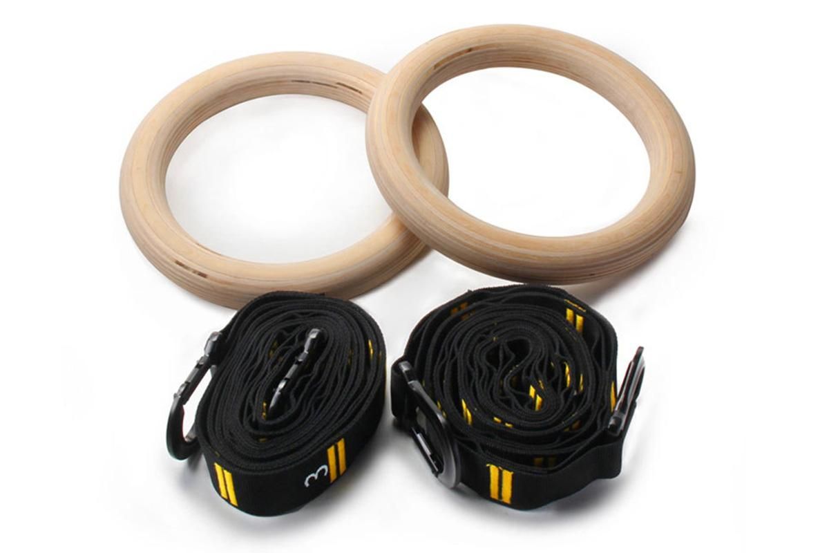 Wooden Gymnastic Rings Set Adjustable Fitness Rings for Home Workouts