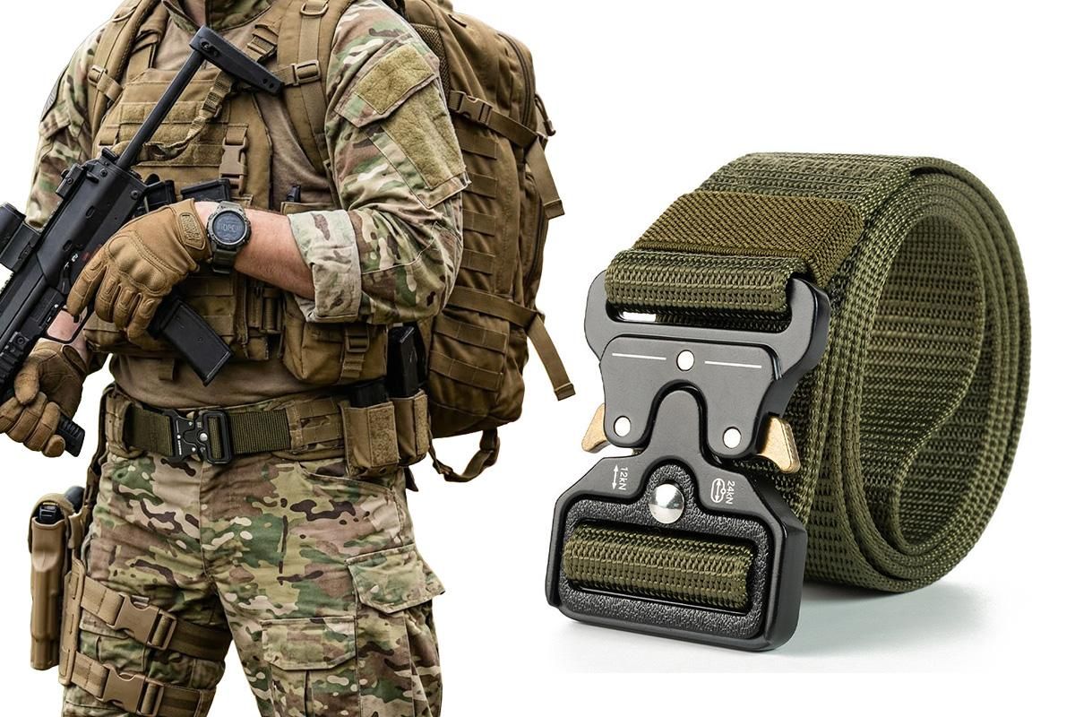 Nylon Tactical Belt Quick-Release for Outdoor Work Daily - Khaki
