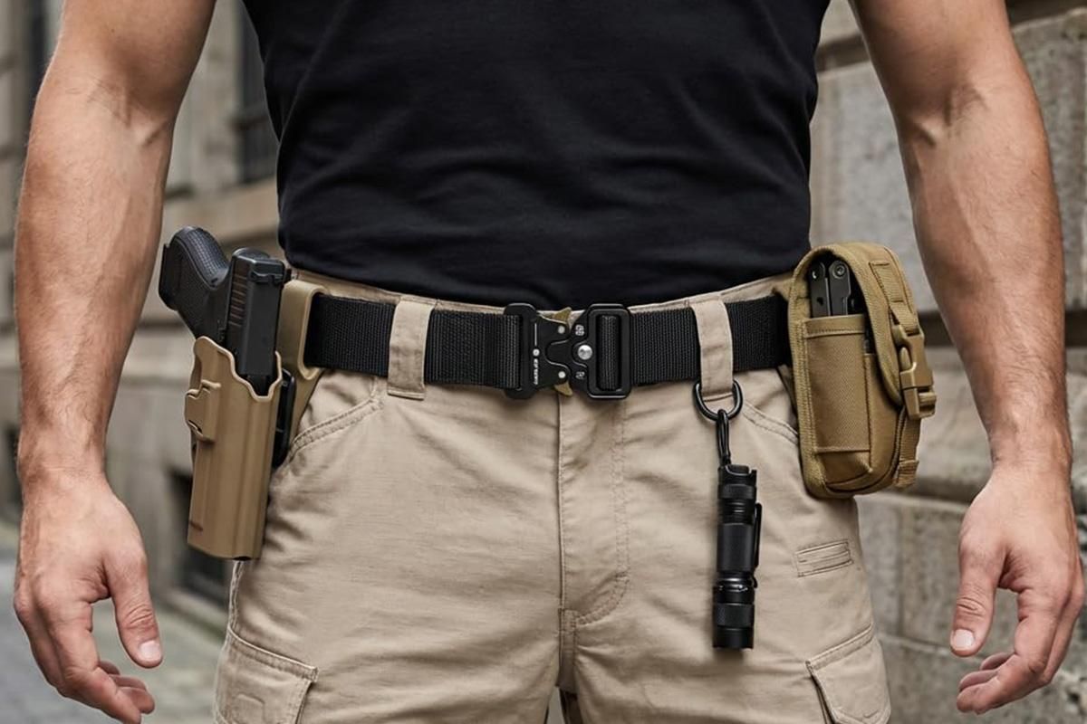 Nylon Tactical Belt Quick-Release for Outdoor Work Daily - Black