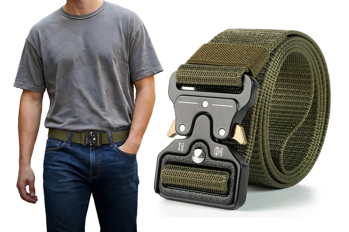 Nylon Tactical Belt Quick-Release for Outdoor Work Daily - Black