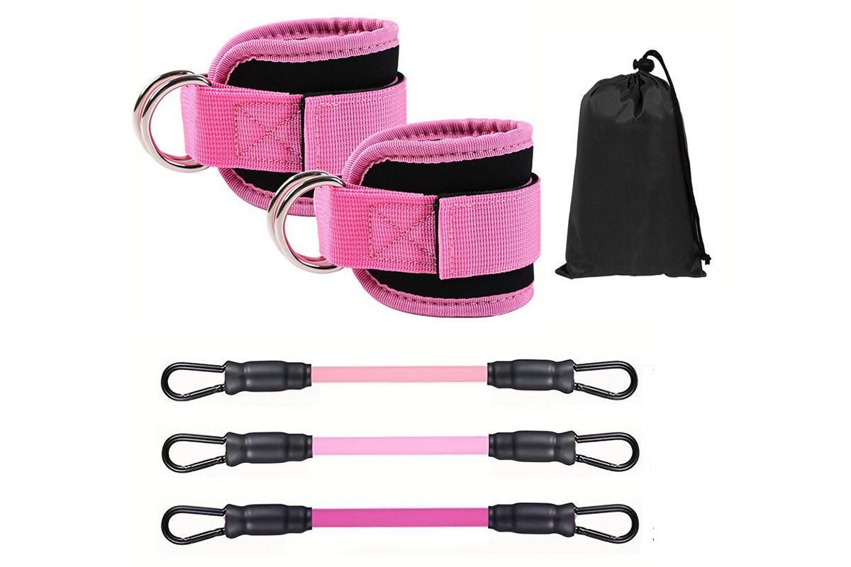 6Pcs Ankle Resistance Bands Ankle Bands for Working Out with Cuffs Resistance Bands -Pink