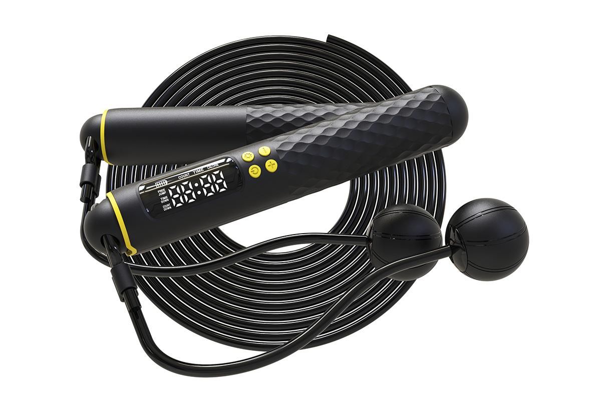 Smart Digital Jump Rope for Accurately Counts Jumps Sets Goals and Monitors Progress -Black