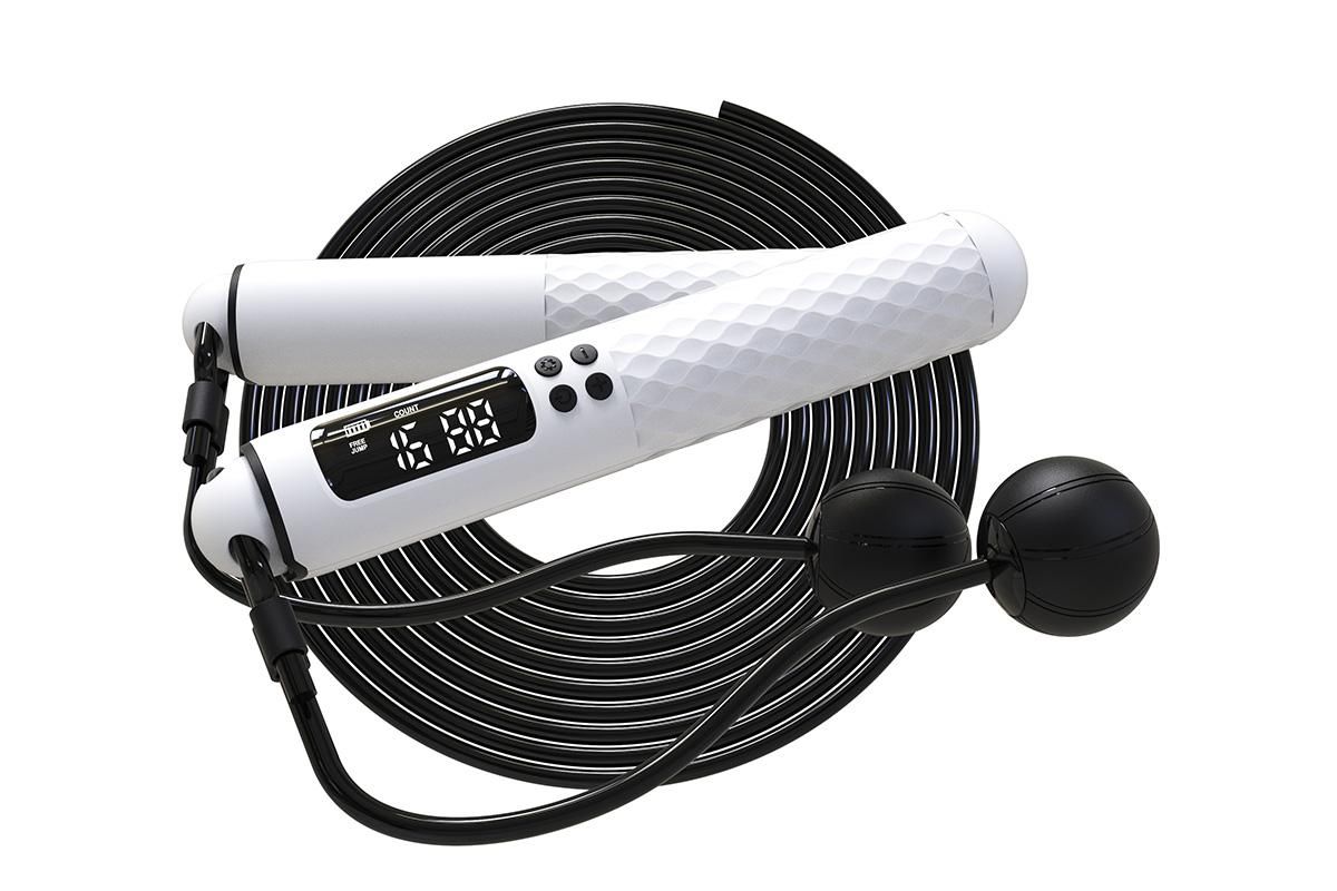 Smart Digital Jump Rope for Accurately Counts Jumps Sets Goals and Monitors Progress -White