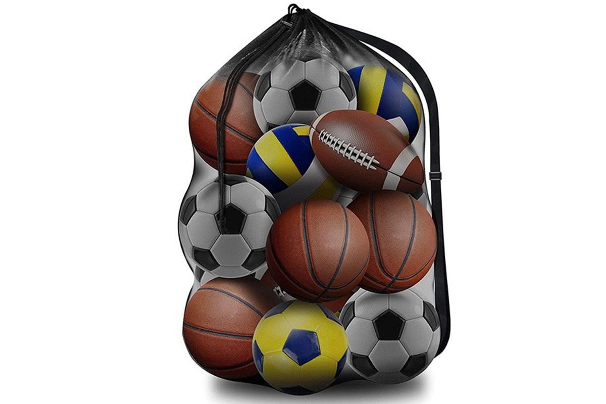 Extra Large Sport Ball Bag Heavy Duty Breathable Mesh Storage Bag With Adjustable Shoulder Strap - Style 1