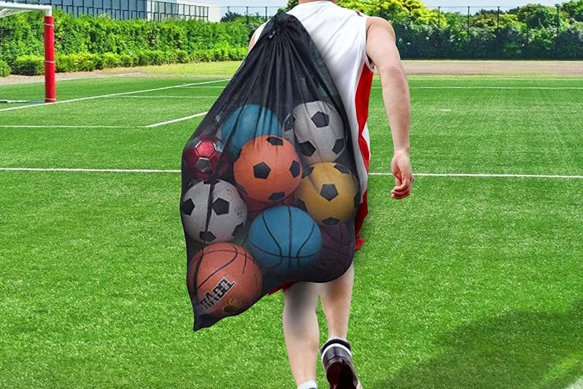Extra Large Sport Ball Bag Heavy Duty Breathable Mesh Storage Bag With Adjustable Shoulder Strap - Style 1