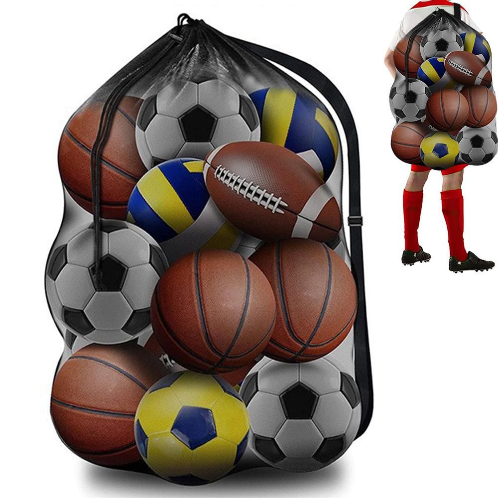 Extra Large Sport Ball Bag Heavy Duty Breathable Mesh Storage Bag With Adjustable Shoulder Strap - Style 1