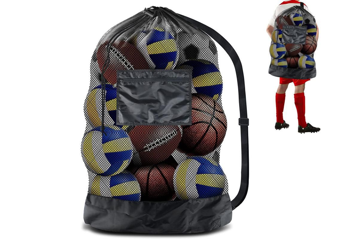 Extra Large Sport Ball Bag Heavy Duty Breathable Mesh Storage Bag With Adjustable Shoulder Strap - Style 1