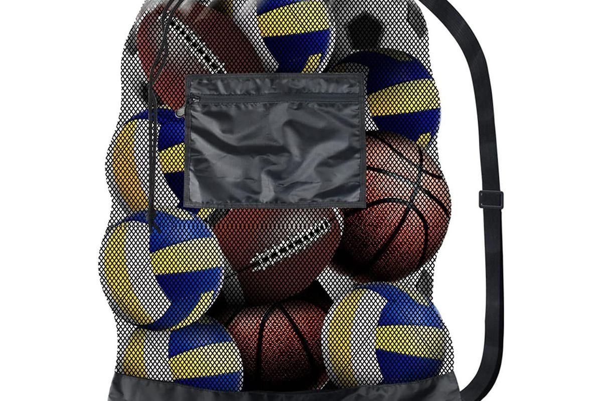 Extra Large Sport Ball Bag Heavy Duty Breathable Mesh Storage Bag With Adjustable Shoulder Strap - Style 2