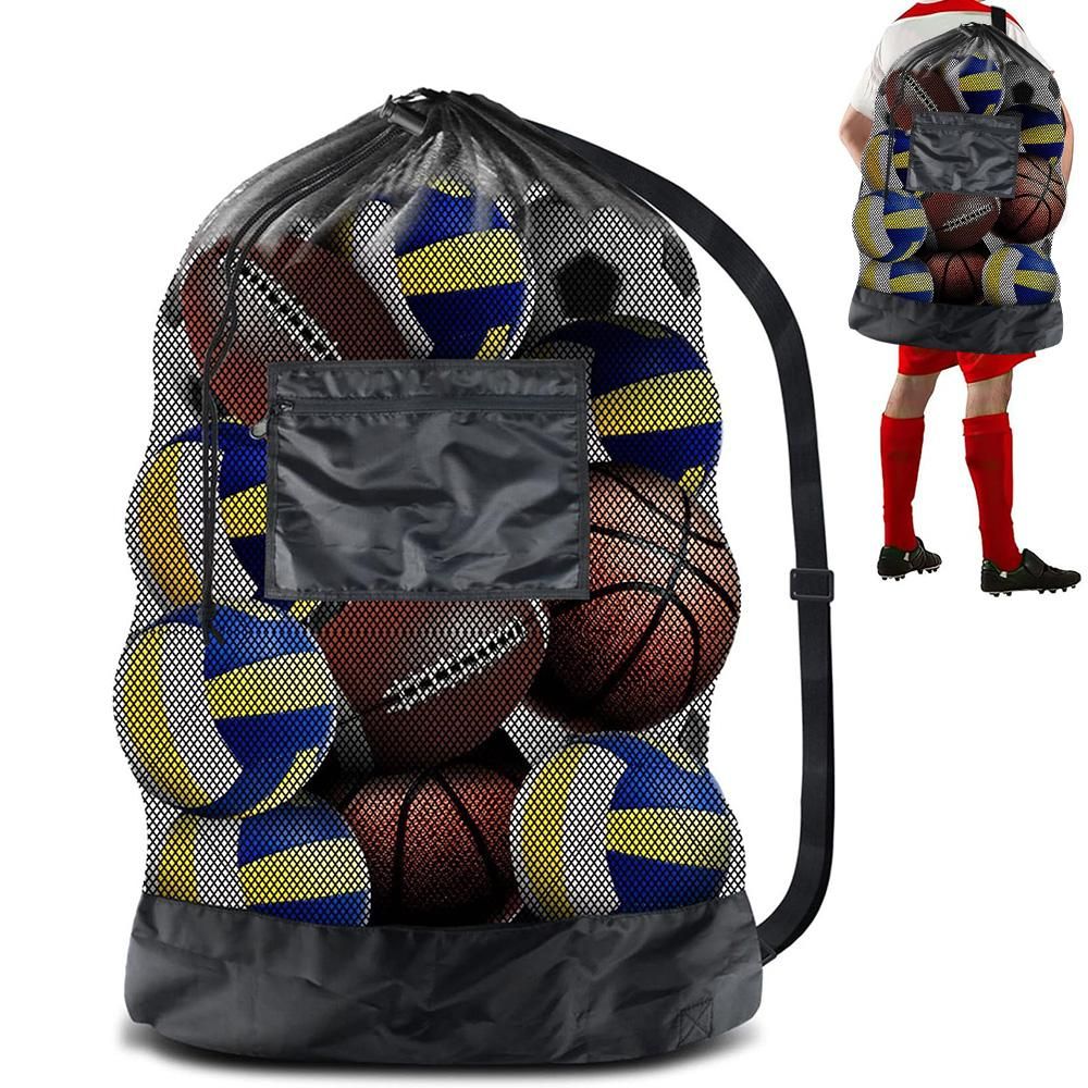 Extra Large Sport Ball Bag Heavy Duty Breathable Mesh Storage Bag With Adjustable Shoulder Strap - Style 2