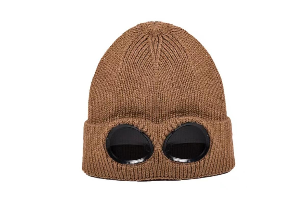 Winter Ski Hat with Goggles - Thermal Knit Beanie for Men & Women - White