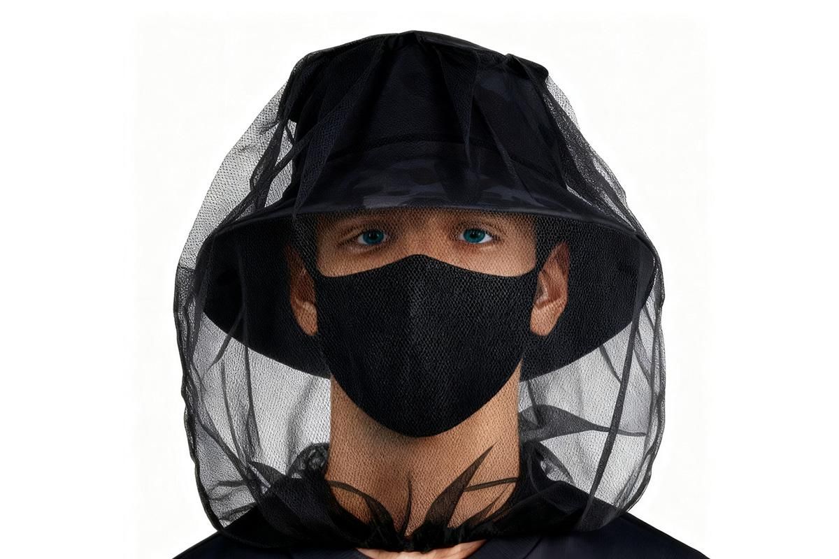 5Pcs Mosquito Head Net Bug Net Hat for Camping Hiking Fishing Gardening - Black