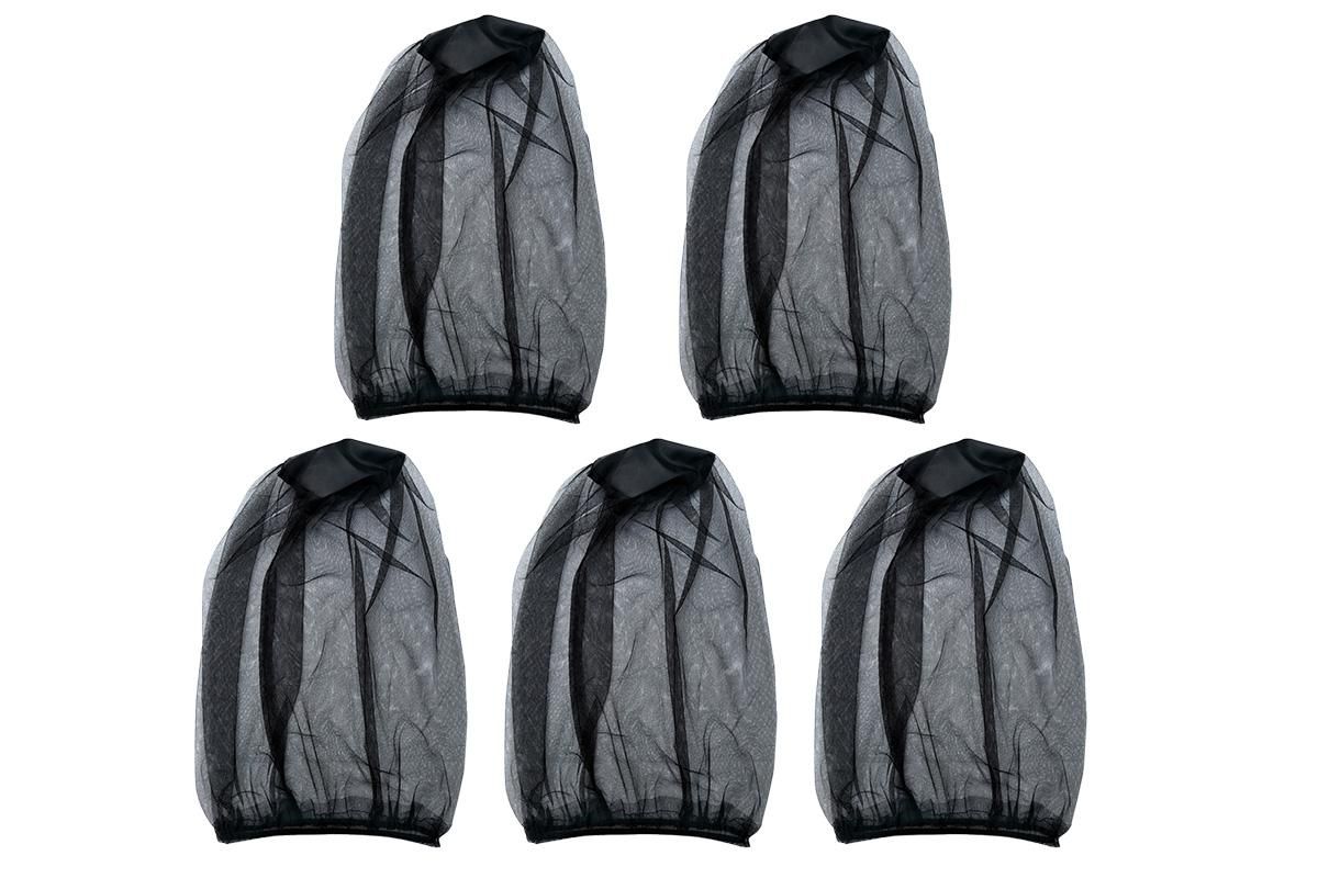 5Pcs Mosquito Head Net Bug Net Hat for Camping Hiking Fishing Gardening - Black