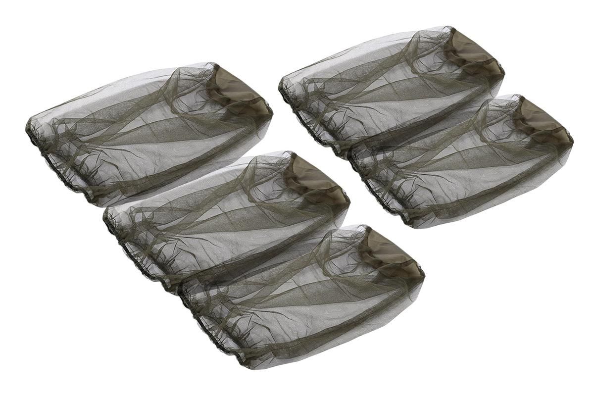 5Pcs Mosquito Head Net Bug Net Hat for Camping Hiking Fishing Gardening - Army Green