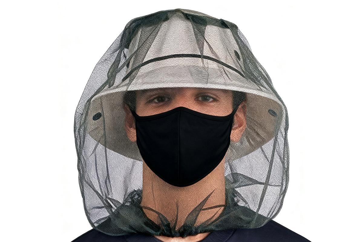 5Pcs Mosquito Head Net Bug Net Hat for Camping Hiking Fishing Gardening - Light Gray