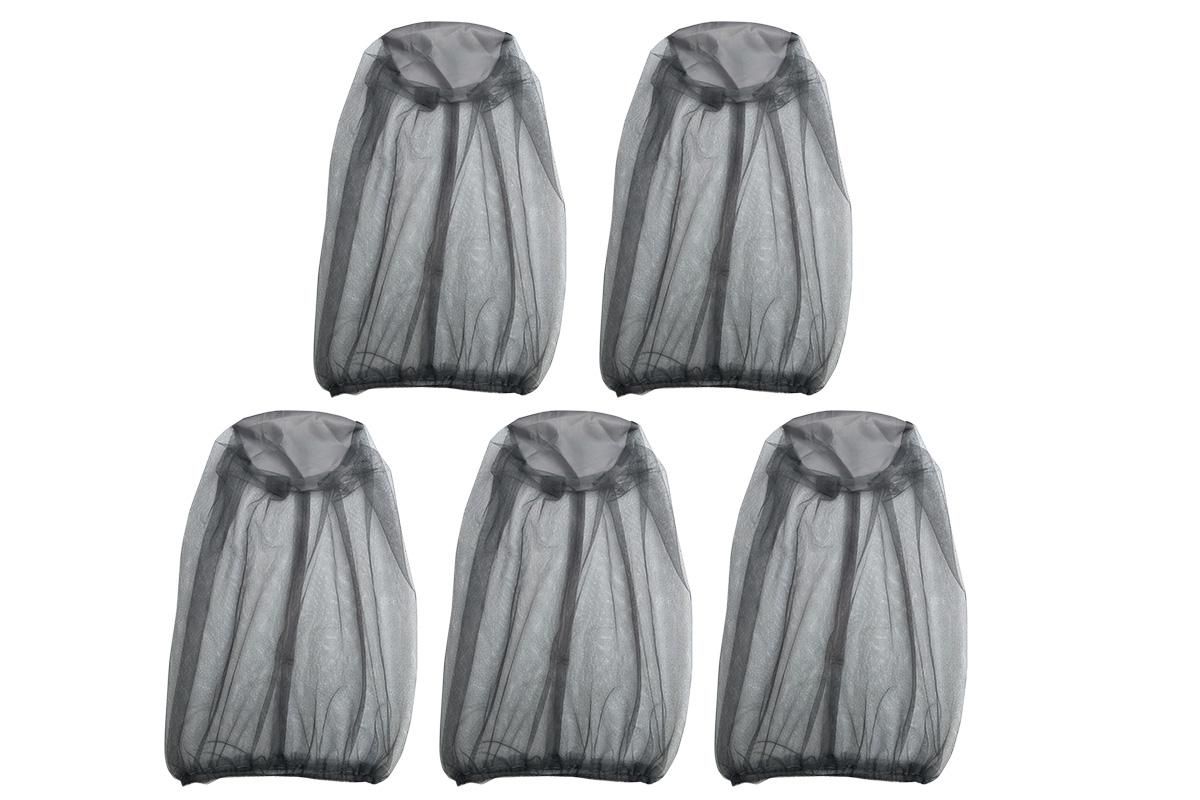 5Pcs Mosquito Head Net Bug Net Hat for Camping Hiking Fishing Gardening - Light Gray