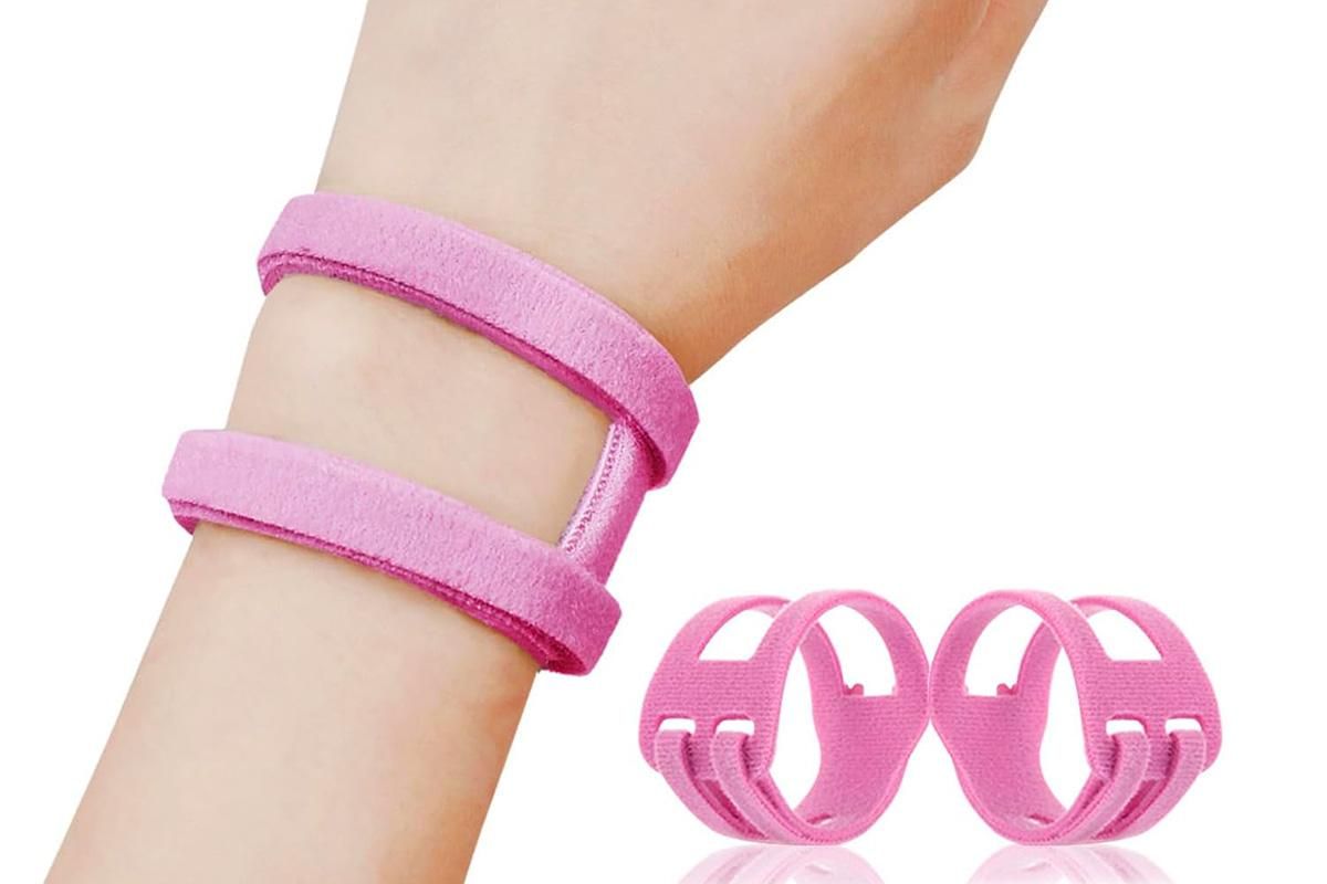 2PCS Ulnar Wrist Support Brace Adjustable for Sports Yoga Fitness - Pink