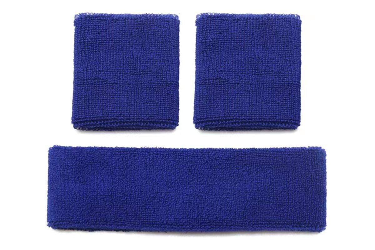 2 Pack Sweatbands Sports Headband for Tennis Badminton Yoga - Dark Blue
