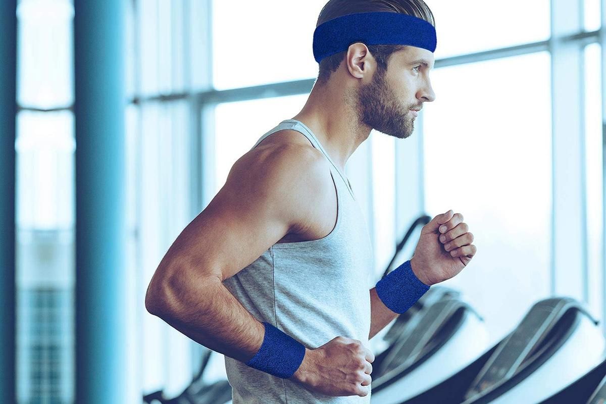 2 Pack Sweatbands Sports Headband for Tennis Badminton Yoga - Dark Blue