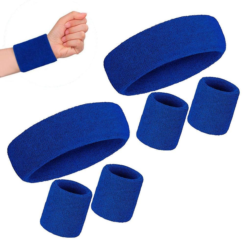 2 Pack Sweatbands Sports Headband for Tennis Badminton Yoga - Dark Blue