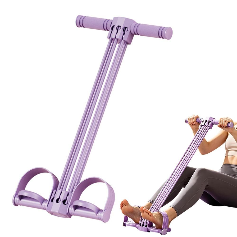 Pedal Resistance Band with Handles Adjustable Detachable Multifunction Pedal Resistance Band for Abs Arms Waist Legs Home Fitness - Purple