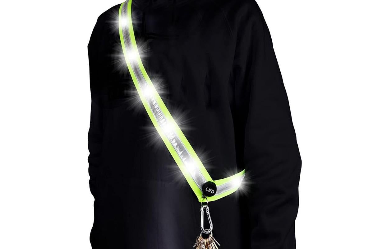 Rechargeable Running Gear LED Reflective Belt Sash Professional Safety Gear Safety Belt -White
