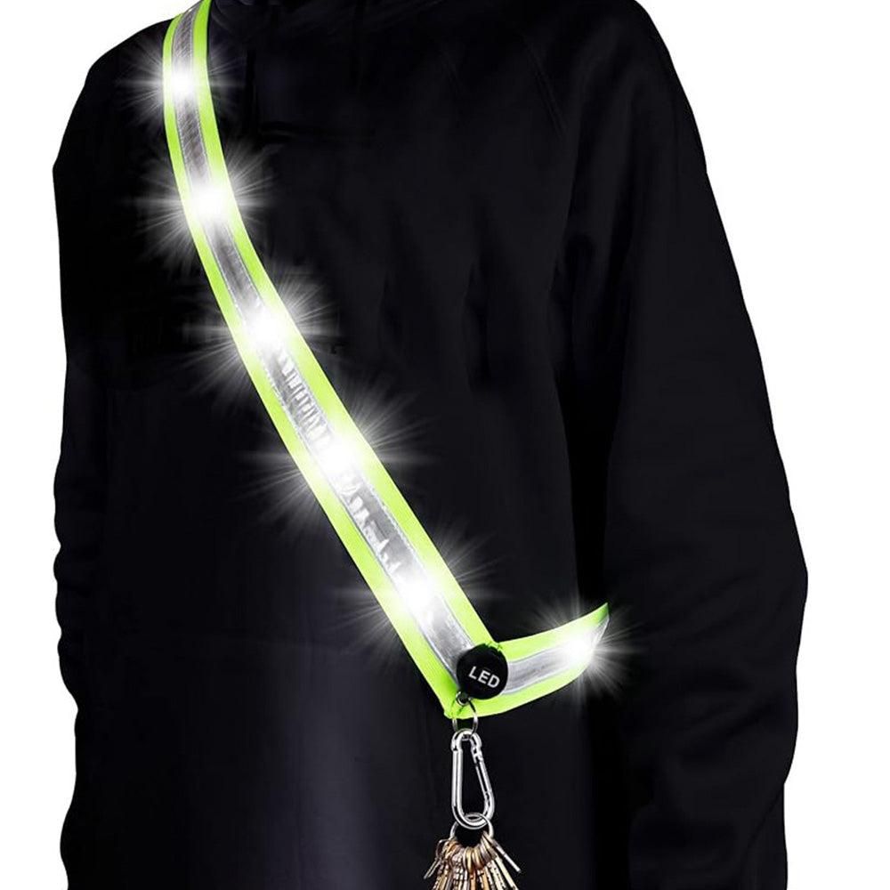 Rechargeable Running Gear LED Reflective Belt Sash Professional Safety Gear Safety Belt -White