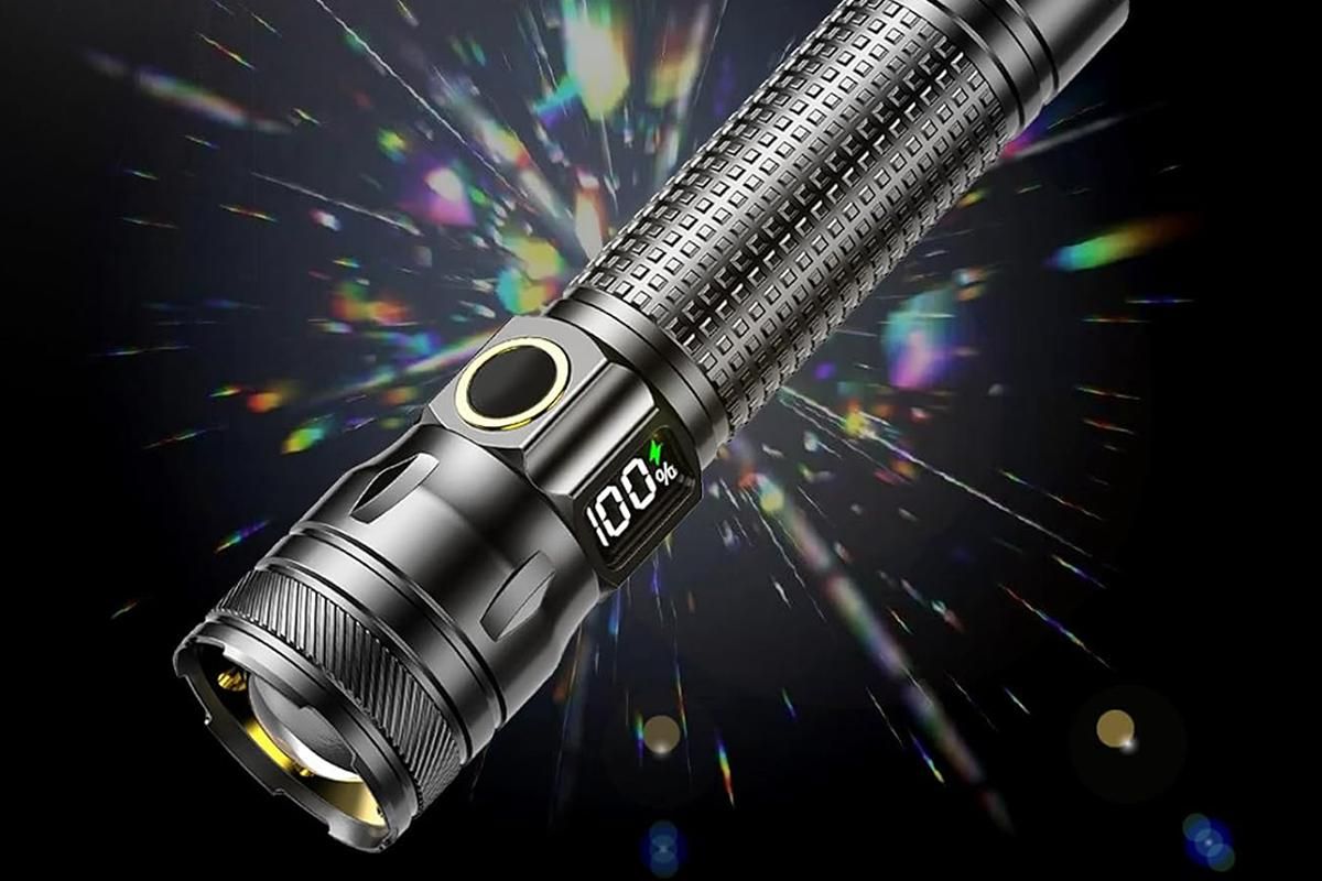 Rechargeable LED Flashlights with Digital Power Display Zoomable High Lumens Bright EDC Flashlight for Outdoor