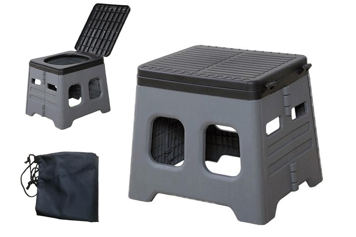 Portable Folding Toilet for Camping and Travel Grey