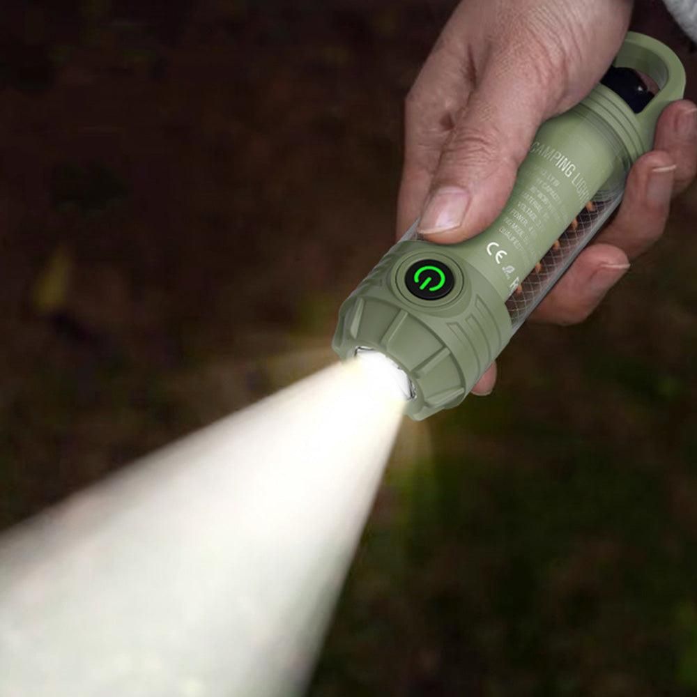 LED Camping Keychain Light - Mini Lantern with Hook for Outdoor Use Blackish Green