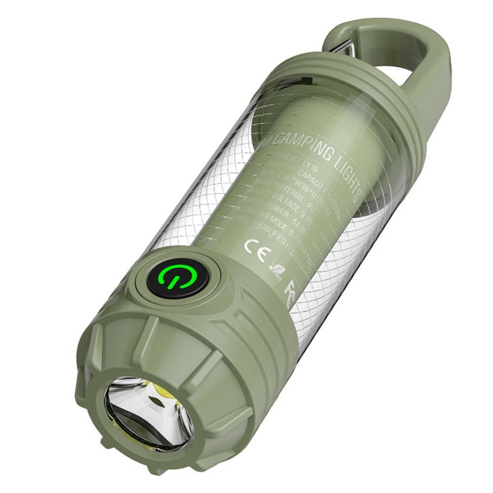 LED Camping Keychain Light - Mini Lantern with Hook for Outdoor Use Blackish Green