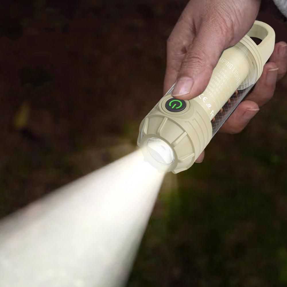 LED Camping Keychain Light - Mini Lantern with Hook for Outdoor Use Khaki