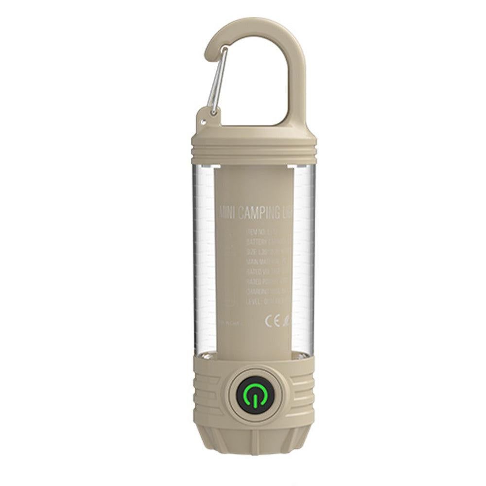 LED Camping Keychain Light - Mini Lantern with Hook for Outdoor Use Khaki