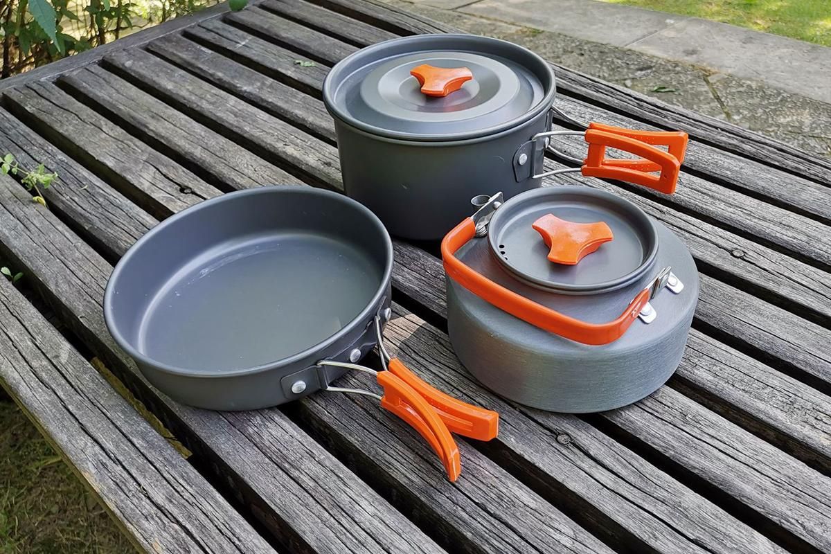 10Pcs Camping Cookware Mess Kit for Outdoor Camping Hiking Picnic -Orange