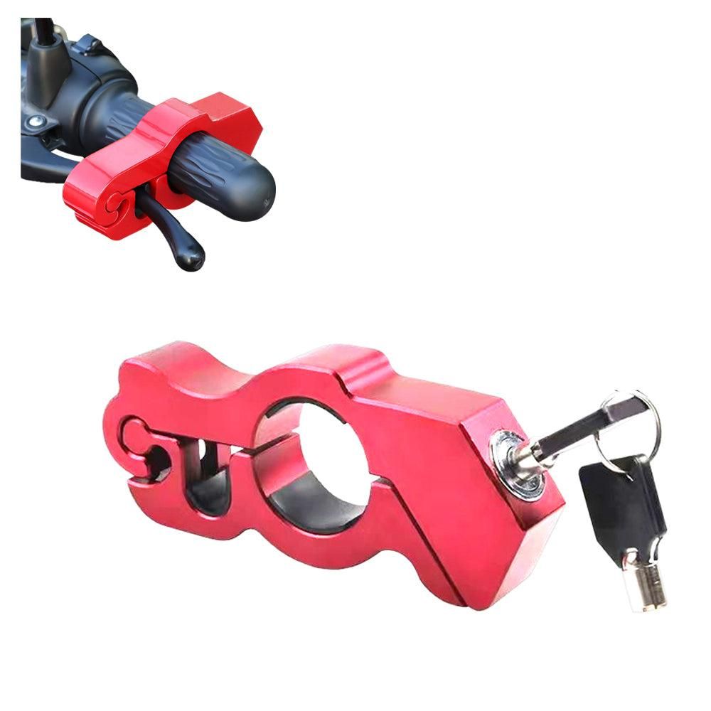 Motorcycle Bicycle Handlebar Anti-Theft Lock Grip Security Accessory Red