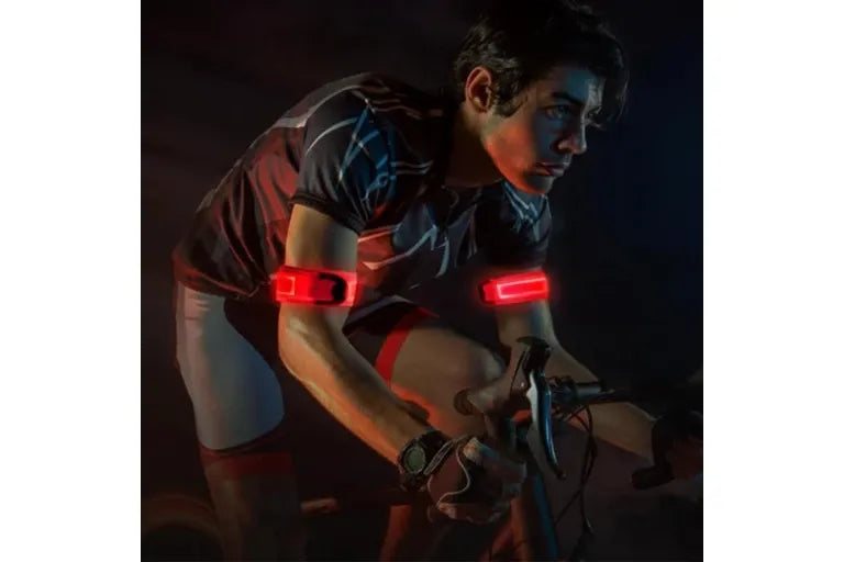 2Pcs Rechargeable Glowing Bracelet LED Slap Wristband Night Running Security Armband Strap Red
